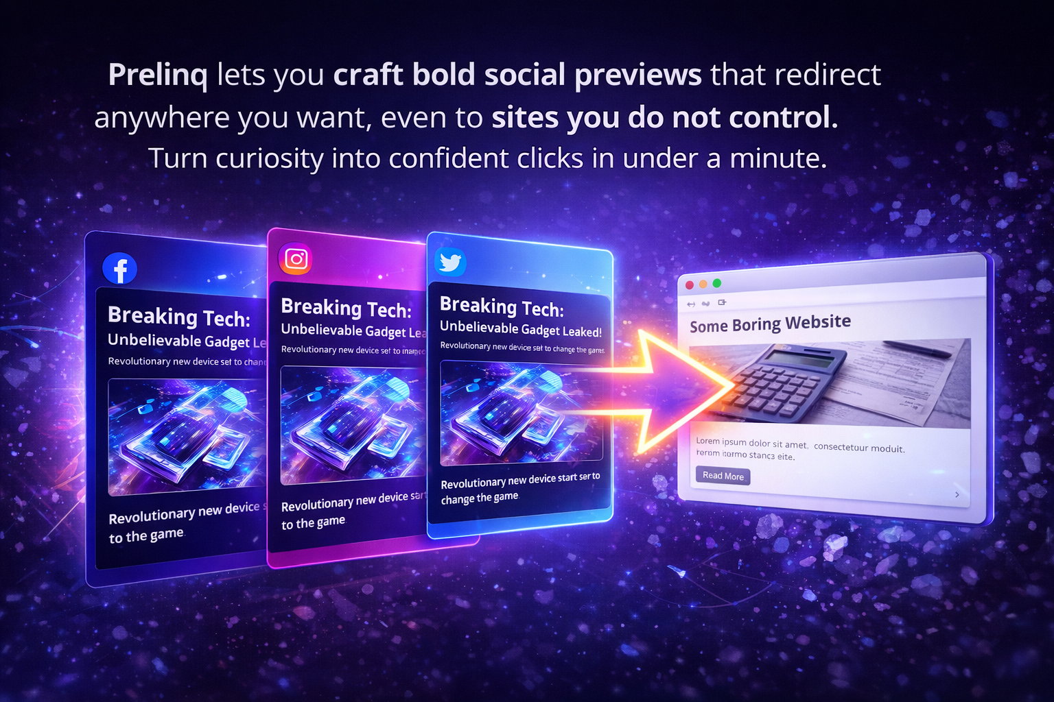 Open graph link preview showing custom title, description, and image